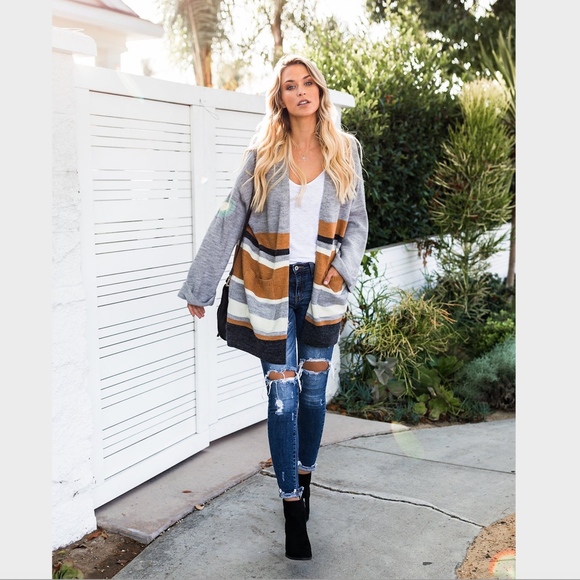 NWT! Vici "Gibson" Striped Pocketed Cardigan - Picture 2 of 8